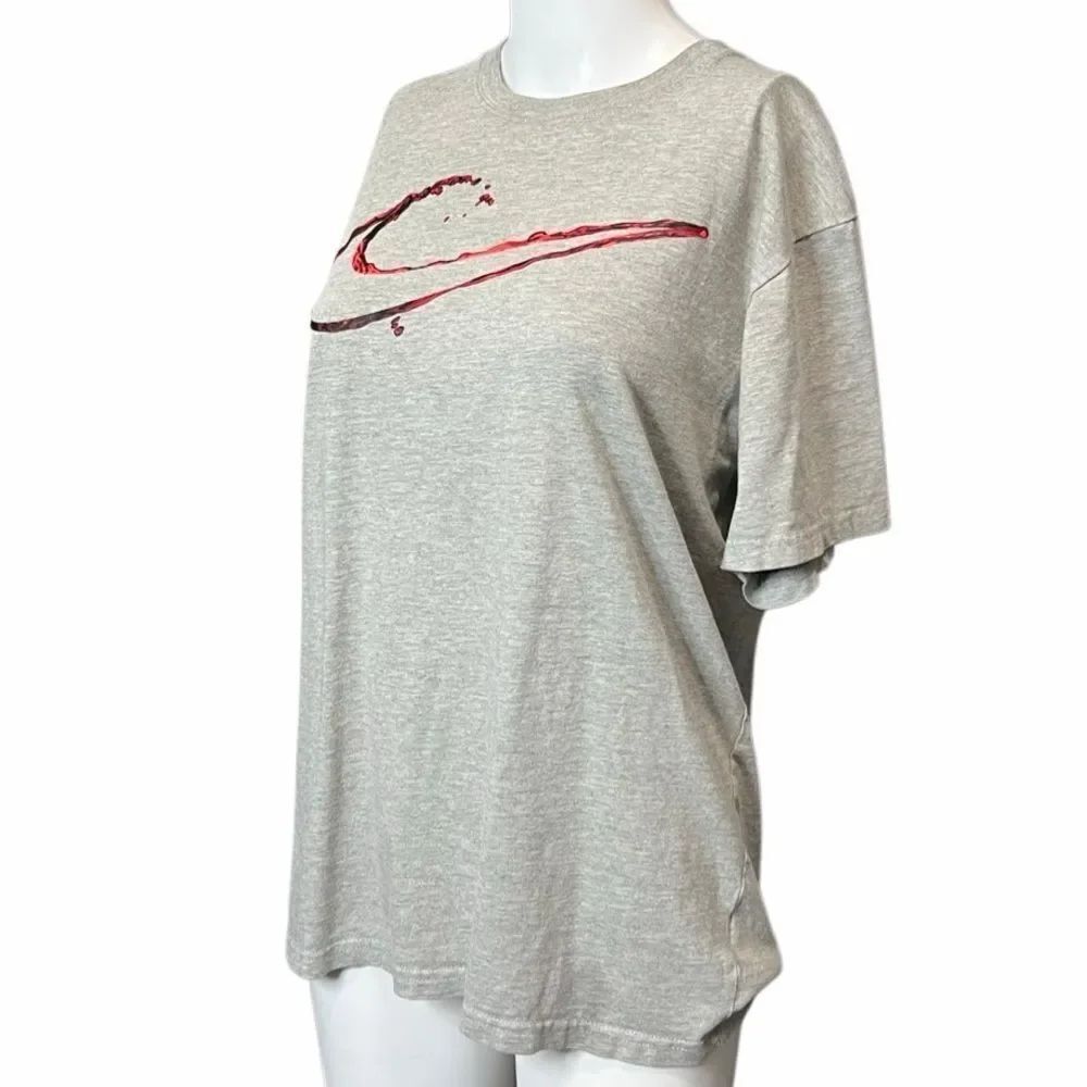 Nike Gray T-Shirt with Red Swoosh Logo Medium